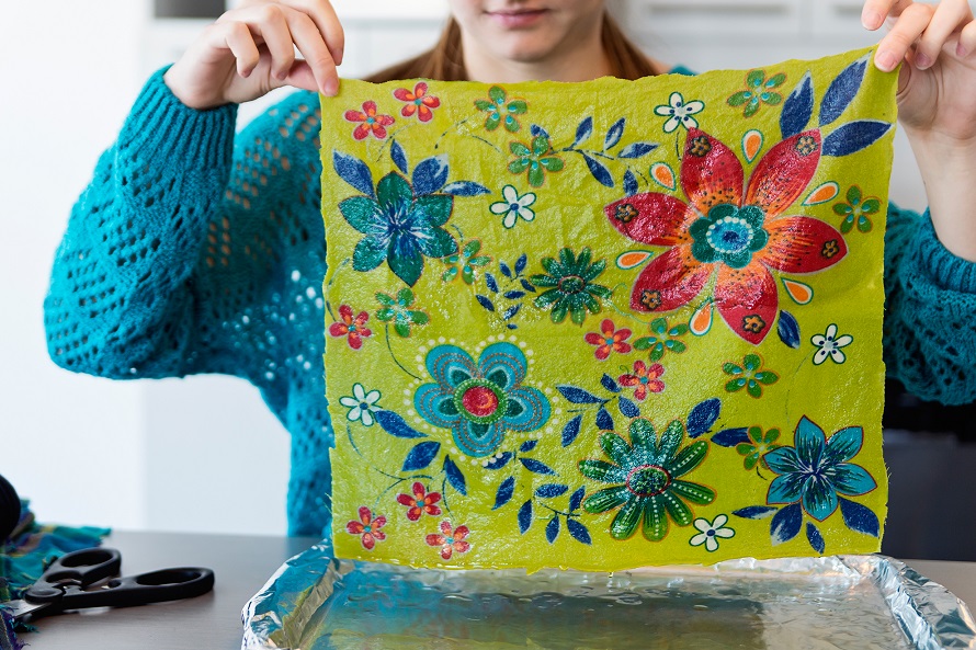 Close-up of beeswax reusable food wrap