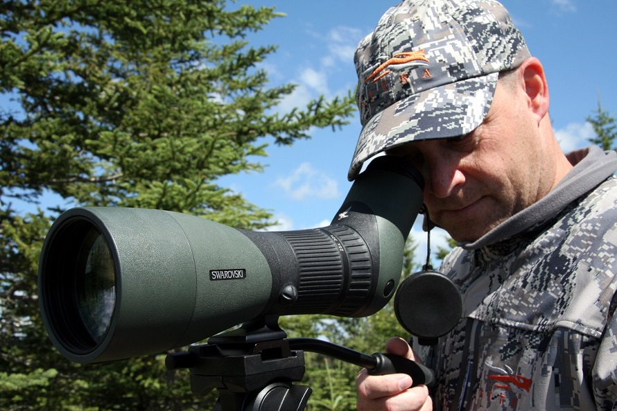 close-up of using spotter scope