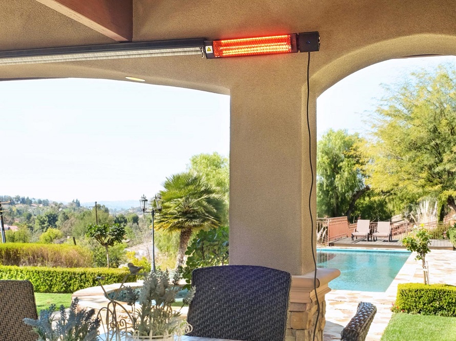 electric patio heater above the table