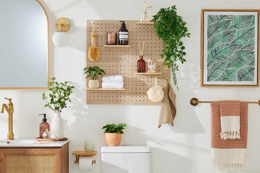 bathroom with a unique storage solutions