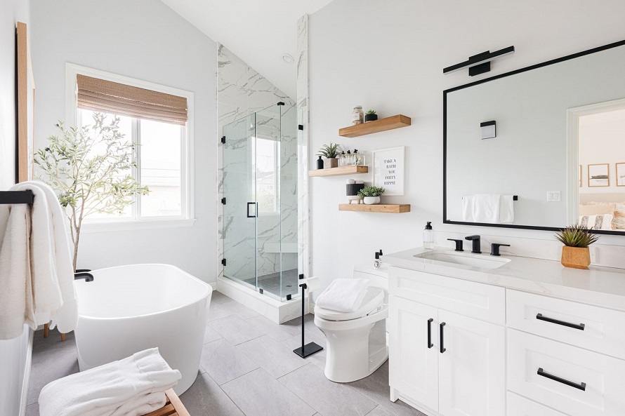 full view of bathroom in white colors