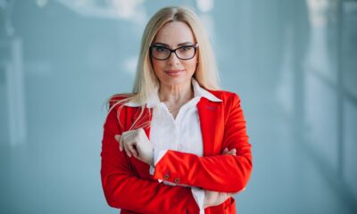 Red business jacket