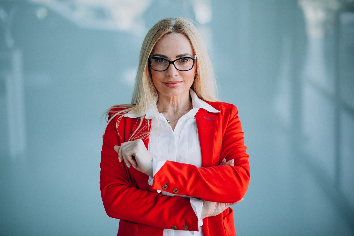 Red business jacket