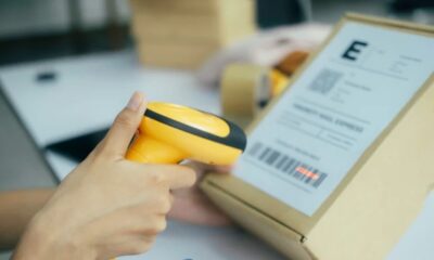 person using barcode scanner