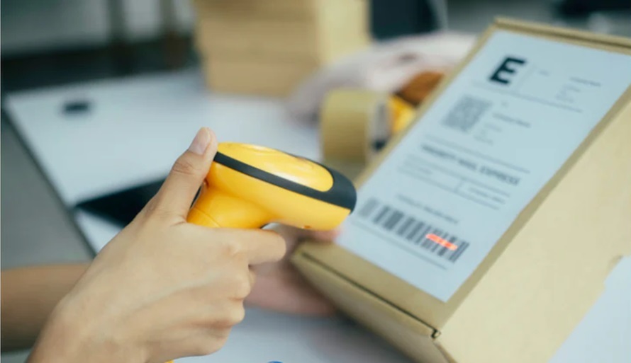 person using barcode scanner