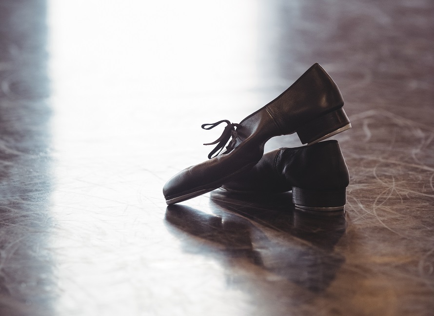 close up of a pair of dance tap shoes