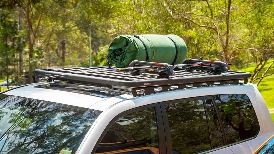 ute roof racks loaded with camping gear