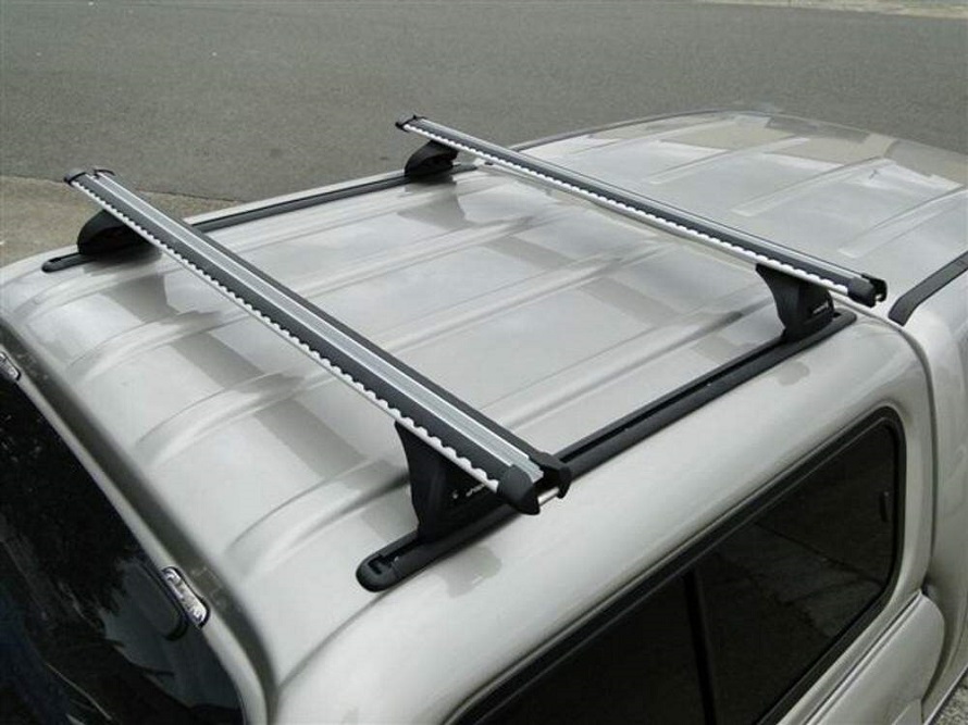 close up of roof racks on the car