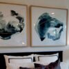 two abstract prints in the living room