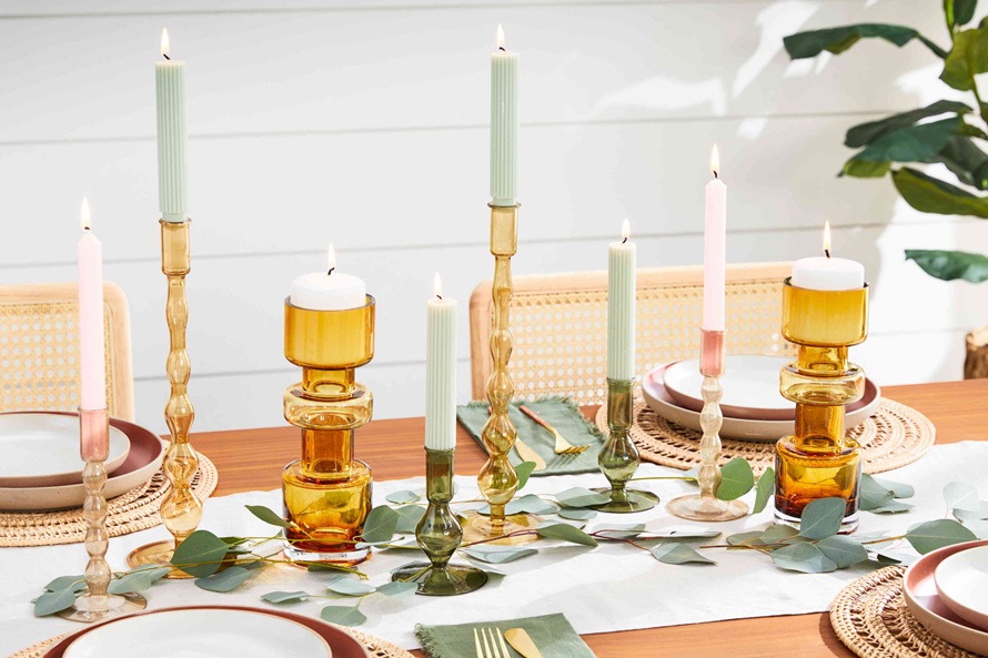 table with candles on stands