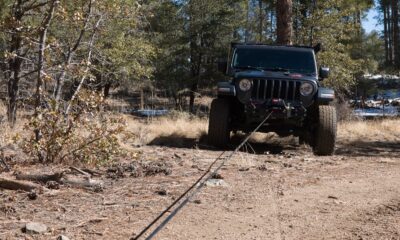 car using winch off road