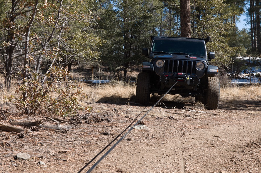 car using winch off road
