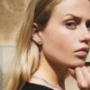 woman wearing stud earring