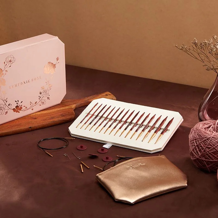 KnitPro "Symfonie Rose" 13cm (5") Interchangeable Knitting Needles - Deluxe Set