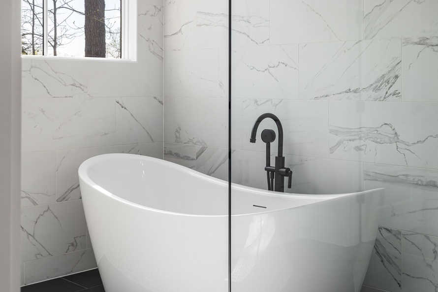 close up of a freestanding bathtub