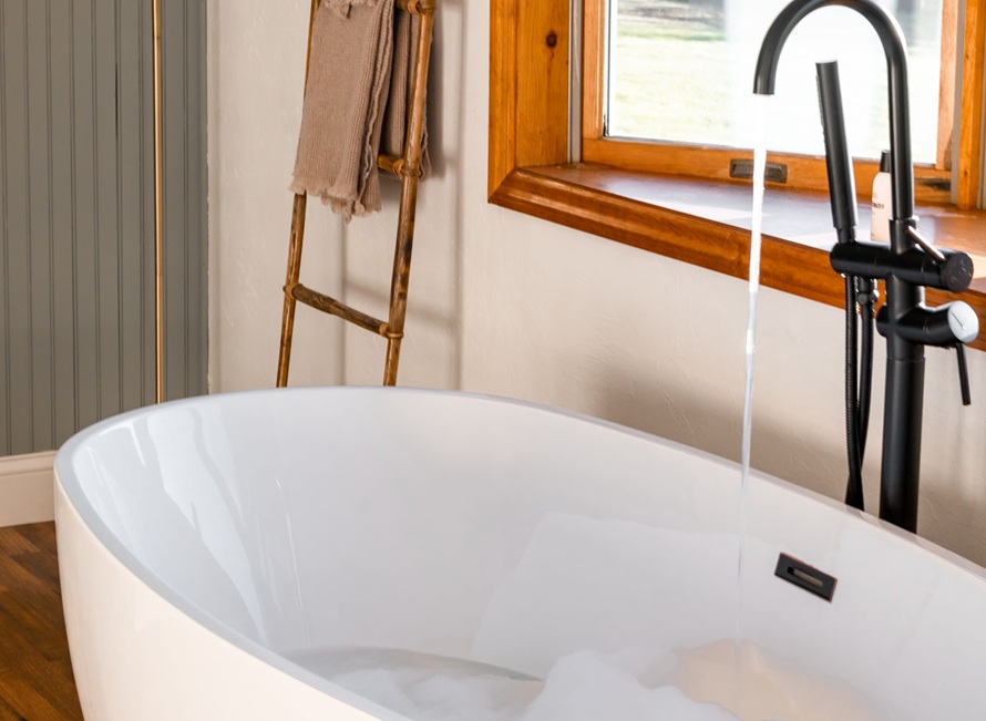 close up of a freestanding bathtub